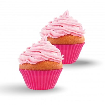 Pink buttercream cup cake each