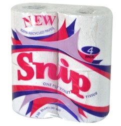 Snip Toilet Tissues 1ply 4’s