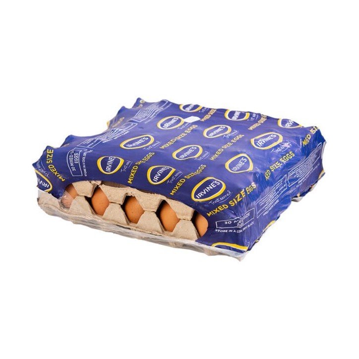 Irvine’s mixed size eggs crate 30 shrinkwrapped