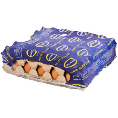 Irvine’s mixed size eggs crate 30 shrinkwrapped